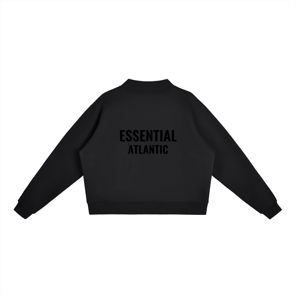 FLEECED ESSENTIAL BLACK SWEAT SHIRT