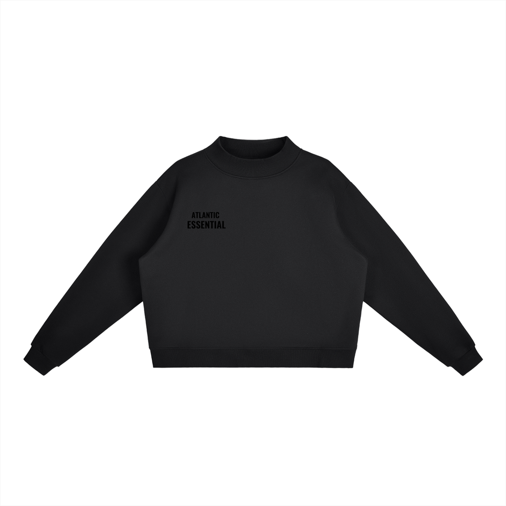 FLEECED ESSENTIAL BLACK SWEAT SHIRT